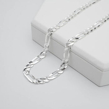 Mens Sterling Silver Light Figaro Chain Necklace, 2 of 8