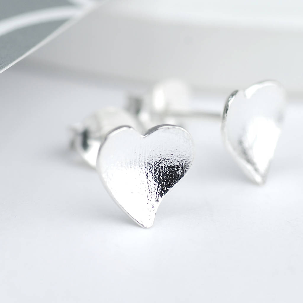 Sterling Silver Concave Heart Studs By Penelopetom | notonthehighstreet.com