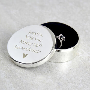 Personalised Engraved Round Ring Box, 6 of 7