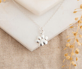 Gold Plated Sterling Silver Paw Print Necklace, 5 of 5