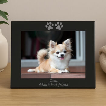 Personalised Black Glass Paw Prints Photo Frame, 2 of 2