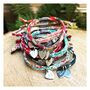 Liberty Print Monogram Stamped Charm Bracelet | Hippy, thumbnail 2 of 3