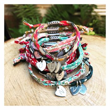 Liberty Print Monogram Stamped Charm Bracelet | Hippy, 2 of 3