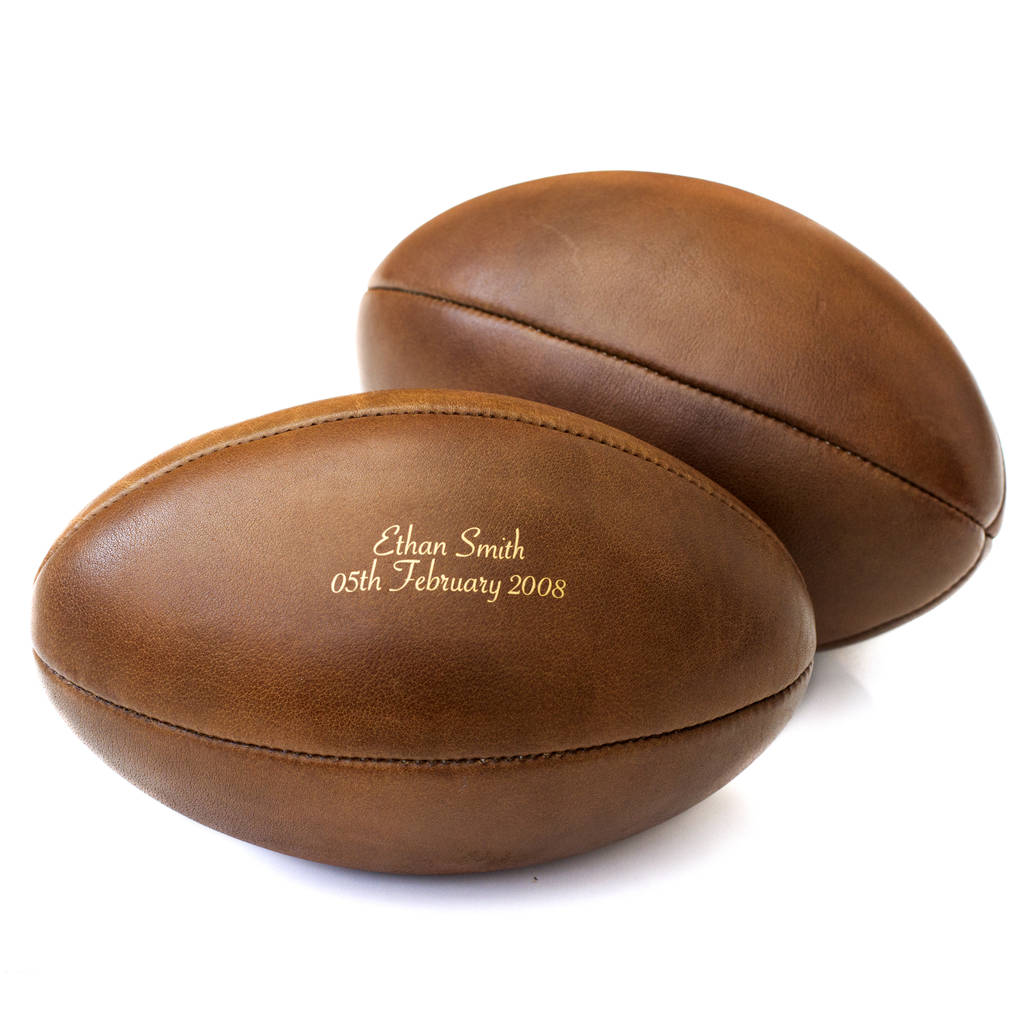 personalised vintage leather rugby ball by we print balls