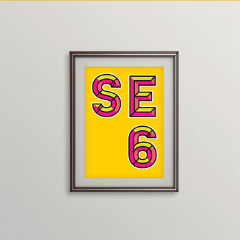 Se6 London Postcode Neon Typography Print, 4 of 4
