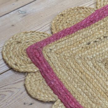 Scallop Jute Rug With Pink Stripe, 5 of 7
