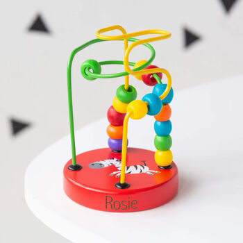 Personalised Wooden Safari Mini Beaded Puzzle Toy, 4 of 12