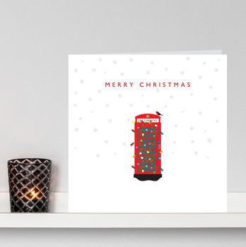 Pack Of Six Robin On A Festive Phone Box' Card, 3 of 5