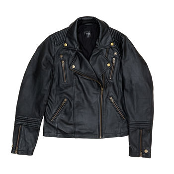 Ladies Black Leather Biker Jacket, 4 of 8