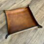 Personalised Burnt Tan Square Leather Desk Accessories Tray, thumbnail 4 of 12