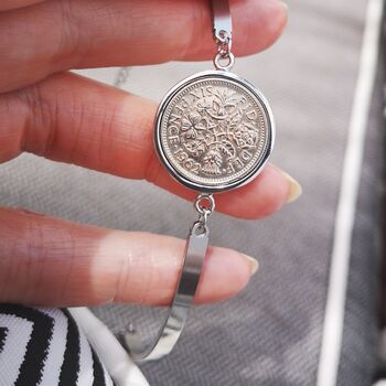 Any Date Personalised Sixpence Cuff Bracelet, 11 of 12