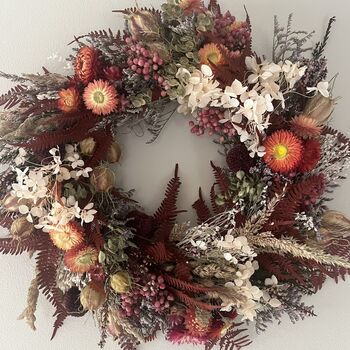 Autumnal 'Amber' Dried Flower Wreath, 4 of 6