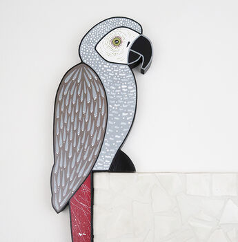 Hand Painted African Grey Parrot Door Decoration, 4 of 5