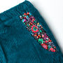 Men's Turquoise Corduroy Rolled Hem Cropped Trousers, thumbnail 3 of 3