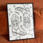 Cowboy Boot Illustrated Print, thumbnail 1 of 3