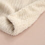 Personalised Beige Knitted Baby Blanket And Monkey Rattle Gift Set, thumbnail 7 of 12