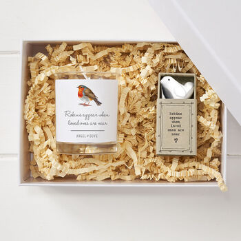 'Robins Appear' Boxed Sympathy Gift With Candle And Porcelain Keepsake, 2 of 8