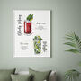 Personalised Favourite Cocktails Hand Drawing Art Print, thumbnail 1 of 12