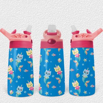 Cat Mermaid Named Insulated Water Bottle Thermos, 3 of 10