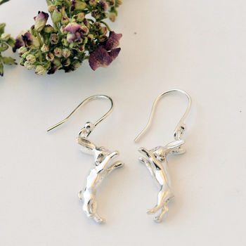 Boxing Hare Earrings In Sterling Silver, 2 of 10