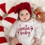 Santa Baby Christmas Embroidered Baby Knitted Romper, thumbnail 3 of 12