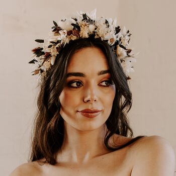 Maya Boho Bridal Dried Flower Crown Wedding Headband, 4 of 6