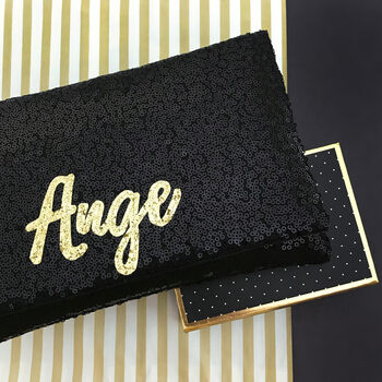 Black Or Navy Sequin Name Clutch, 3 of 9