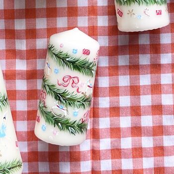 Mini Hand Painted Christmas Pillar Candles, 4 of 5