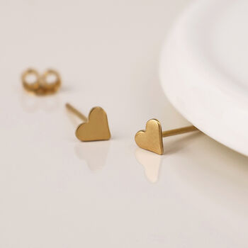 Gold Plated Sterling Silver Heart Micro Stud Earrings – 4mm, 5 of 6