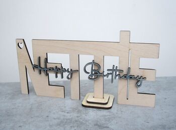 Personalised Wood Cut Out Name Card, 3 of 4