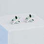 Sterling Silver Blue Leaf Stud Earrings, thumbnail 1 of 5
