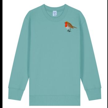 Childrens Unisex Organic Cotton Embroidered Robin Christmas Jumper, 3 of 11