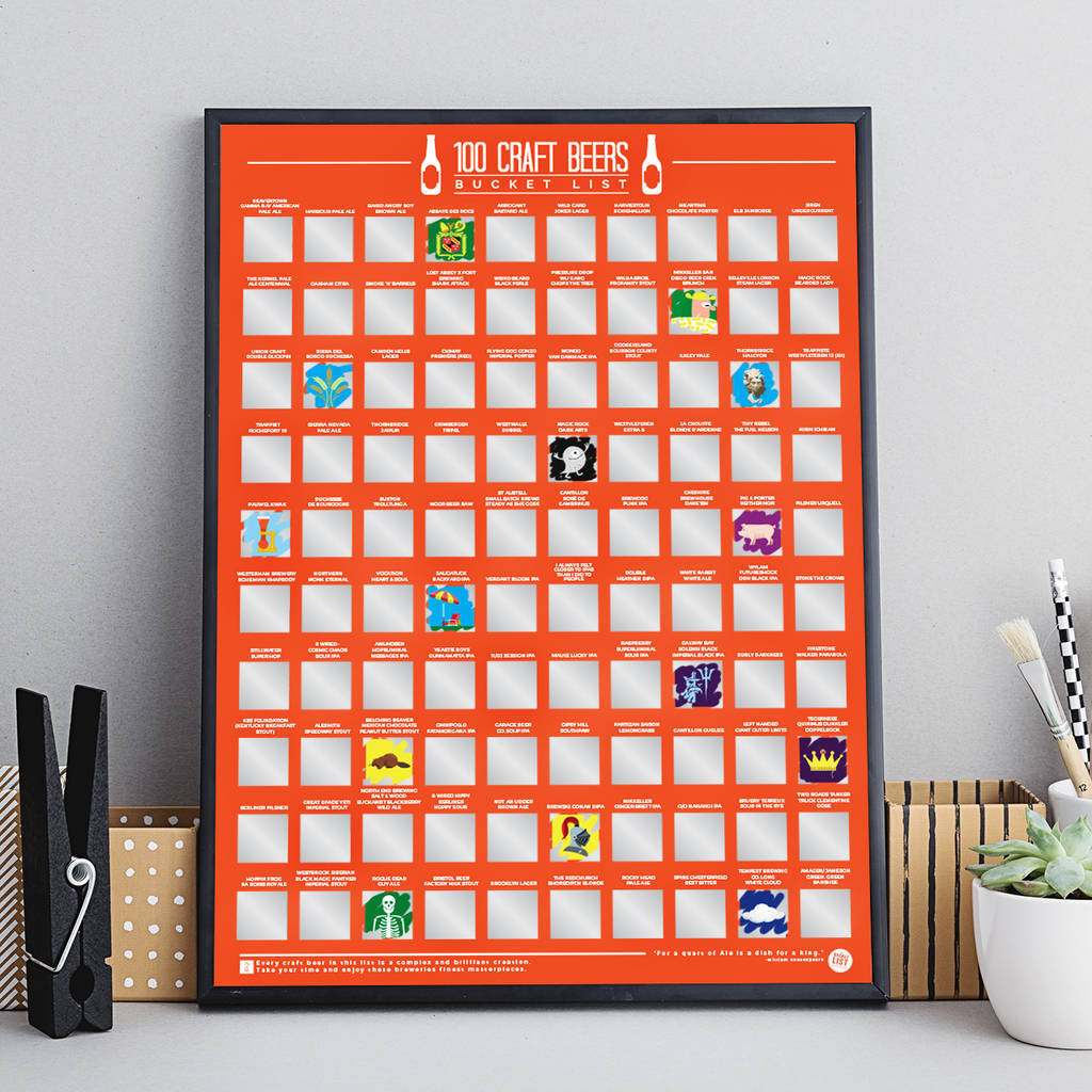 100 Craft Beer Scratch Off Bucket List Poster, 1 of 3