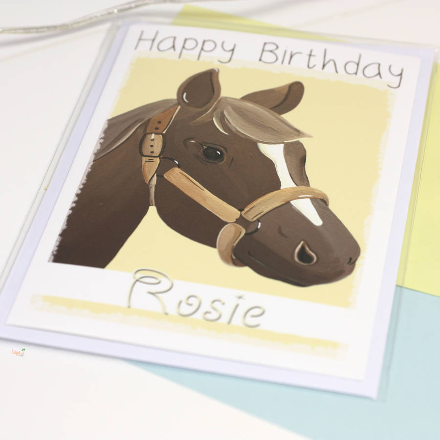 personalised pony horse birthday card by liza j design ...