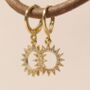 Delicate Gold Solstace Sun Charm Earrings, thumbnail 2 of 6