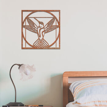 Geometric Hummingbird Metal Art In Frame Modern Decor, 8 of 12