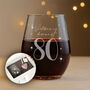80th Birthday Diamante Crystal Embellished Stemless Glass, thumbnail 1 of 8