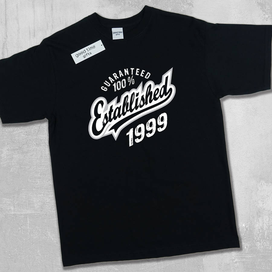 'established 1999' 18th birthday t shirt by good time gifts ...