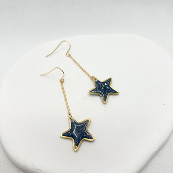 Minimal Festive Drop Navy Star Earrings, 5 of 8