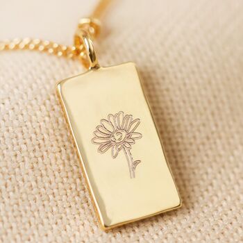 Personalised Birth Flower Tiny Tag Pendant Necklace, 4 of 11