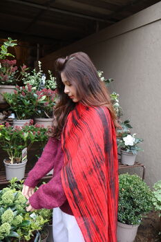 100% Mulberry Silk Scarf, Red And Black In Gift Box, 12 of 12