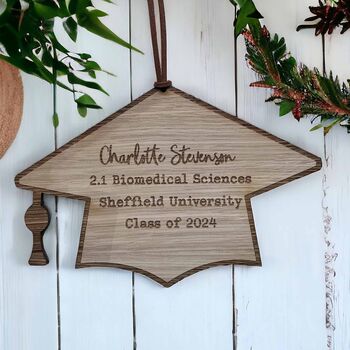 Personalised Wooden Graduation Cap Sign Gift, 2 of 9