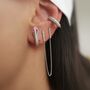 Chained Bar Chain Earring Sterling Silver Pair, thumbnail 4 of 5