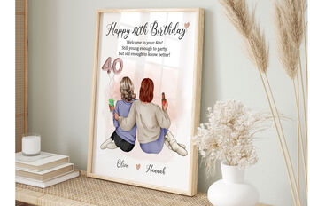 Personalised Birthday Print For Her – Custom Illustration With Age, Names And Quote, Digital Or Printed Gift, 6 of 7