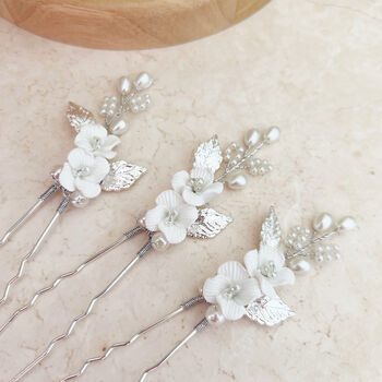 White And Silver Bridal Hair Pins, 4 of 4