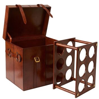 Leather Trunk For Wine Storage With Integral Wine Rack, 4 of 5