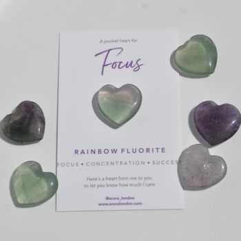 Rainbow Fluorite Pocket Heart Gift For Focus And Study, 3 of 4