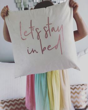 Let’s Stay In Bed Velvet Cushion, 6 of 6