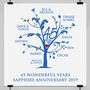 Personalised Sapphire Anniversary Family Tree Print, thumbnail 10 of 12