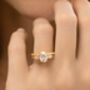 Two Ct Oval Moissanite Three Stone Engagement Ring, thumbnail 9 of 10